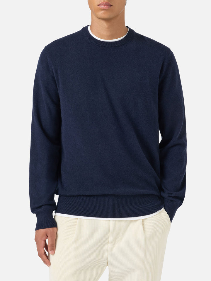 Rundhalspullover Regent in Marineblau BLENDED CASHMERE 