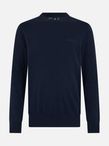 Man navy blue cashmere blend crewneck sweater Regent