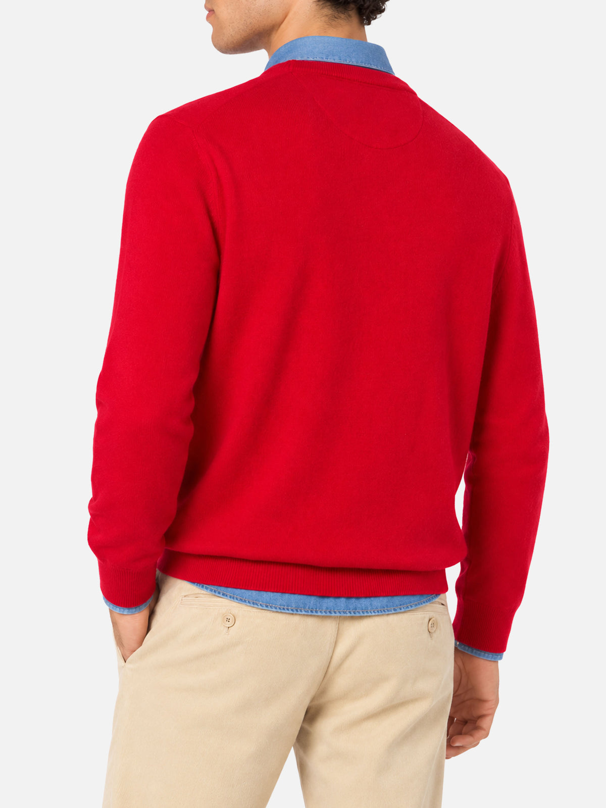 Pull col rond Regent en rouge BLENDED CASHMERE 