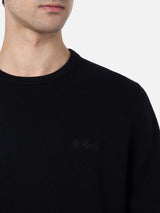 Maglione girocollo in misto cashmere nero da uomo Regent