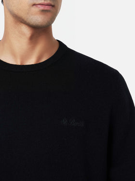 Maglione girocollo in misto cashmere nero da uomo Regent