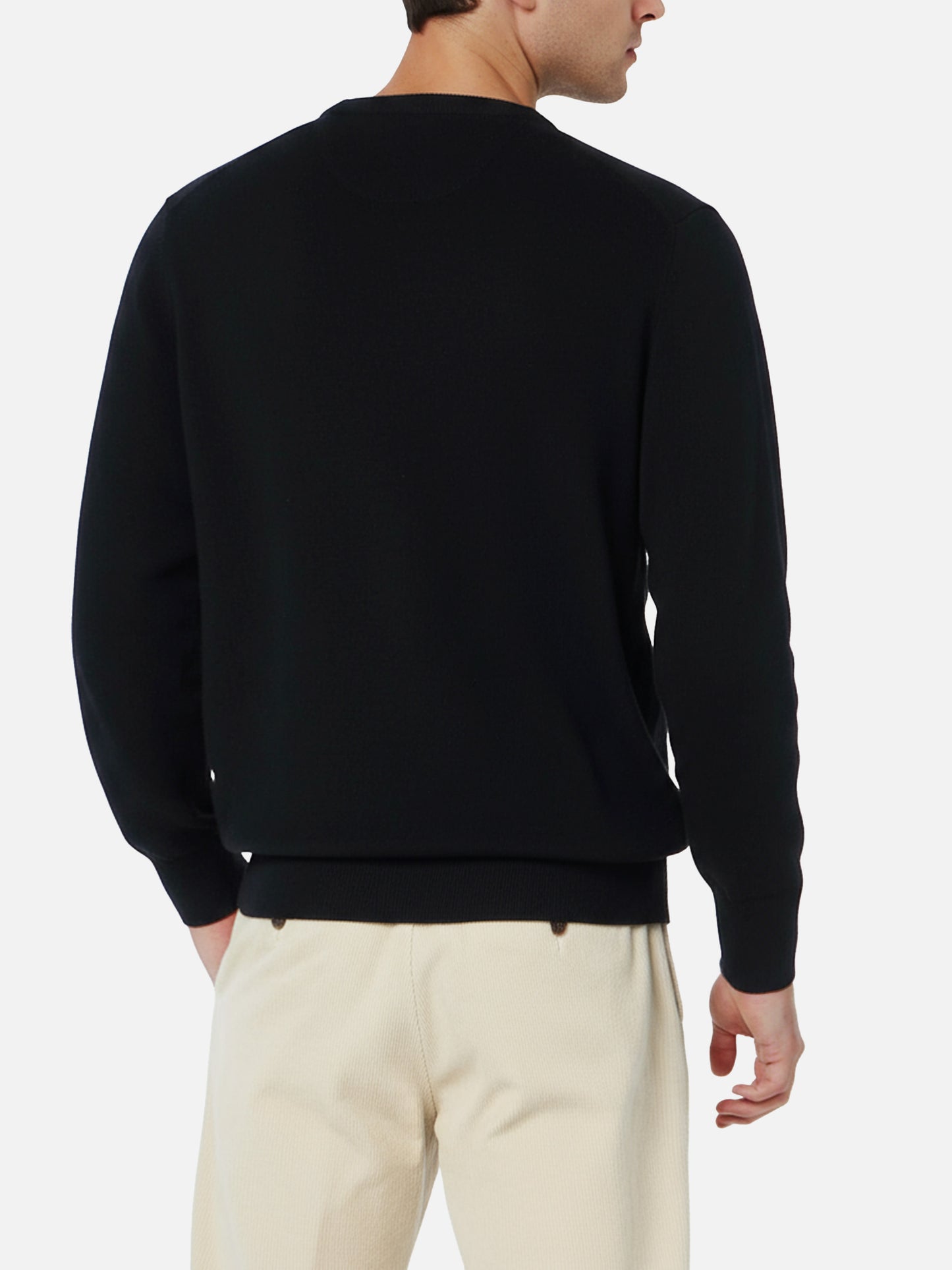 Maglione girocollo in misto cashmere nero da uomo Regent