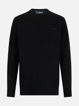 Maglione girocollo in misto cashmere nero da uomo Regent