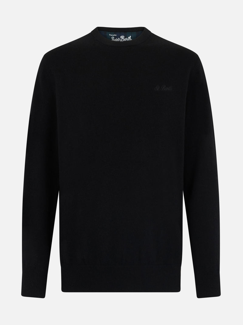 Man black cashmere blend crewneck sweater Regent