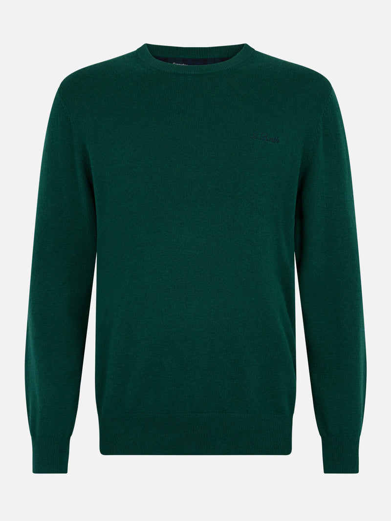 Man British green blended cashmere crewneck sweater Regent