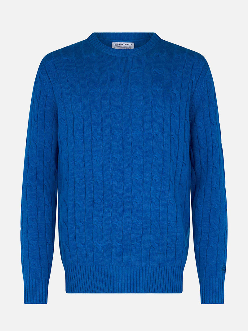 Maglione girocollo in misto cashmere bluette da uomo Regent