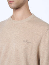 Maglione girocollo in misto cashmere beige da uomo Regent