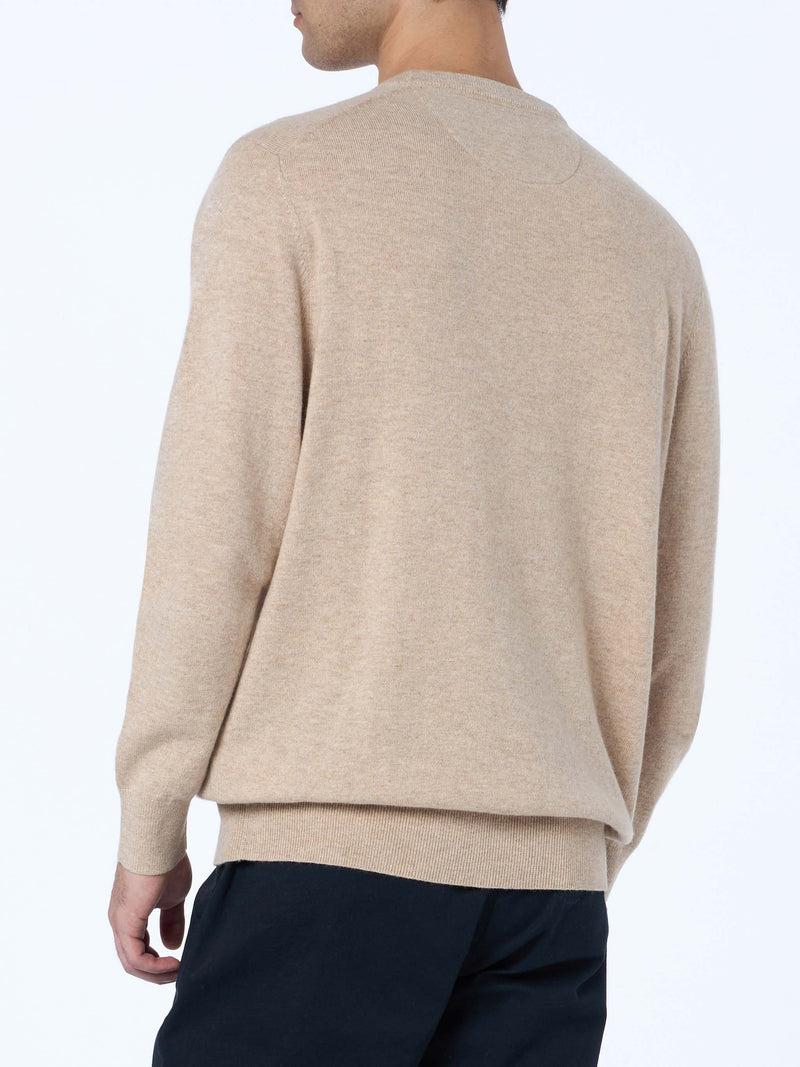 Man beige crewneck cashmere blend sweater Regent