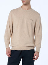 Maglione girocollo in misto cashmere beige da uomo Regent