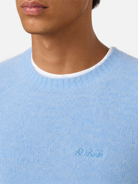 Pull col rond Regent en ALPACA STRETCH azzurro 