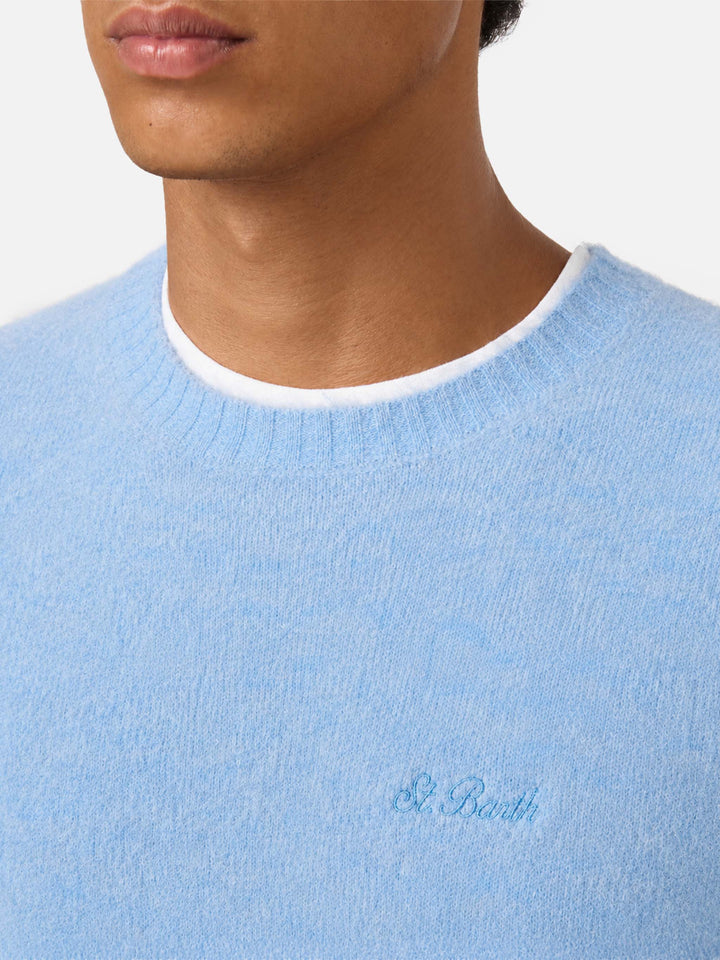 Rundhalspullover Regent in ALPACA STRETCH azzurro 