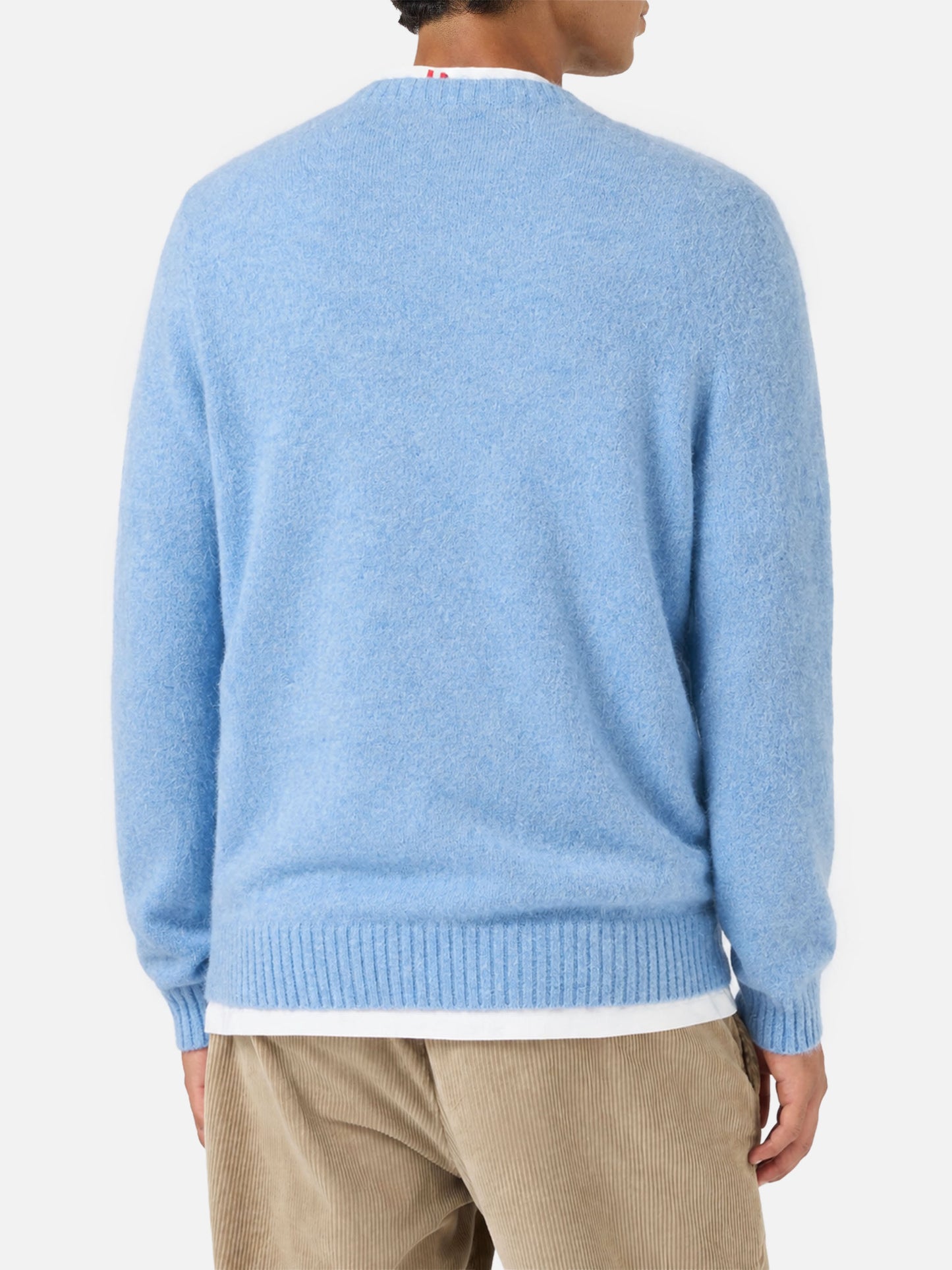 Pull col rond Regent en ALPACA STRETCH azzurro 