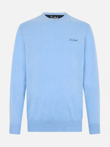 Man light blue blended cashmere crewneck sweater Regent