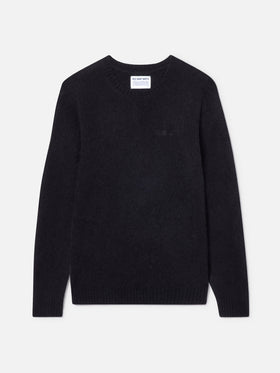 Pull col rond Regent noir en STRETCH ALPACA 