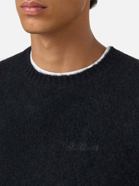 Crewneck sweater Regent in black STRETCH ALPACA