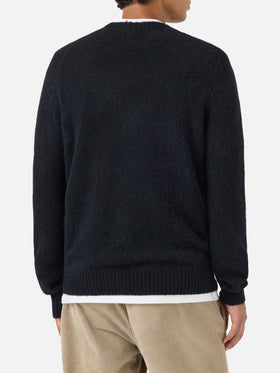 Crewneck sweater Regent in black STRETCH ALPACA