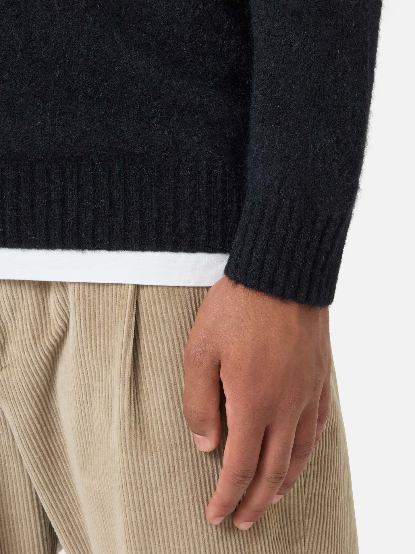 Crewneck sweater Regent in black STRETCH ALPACA