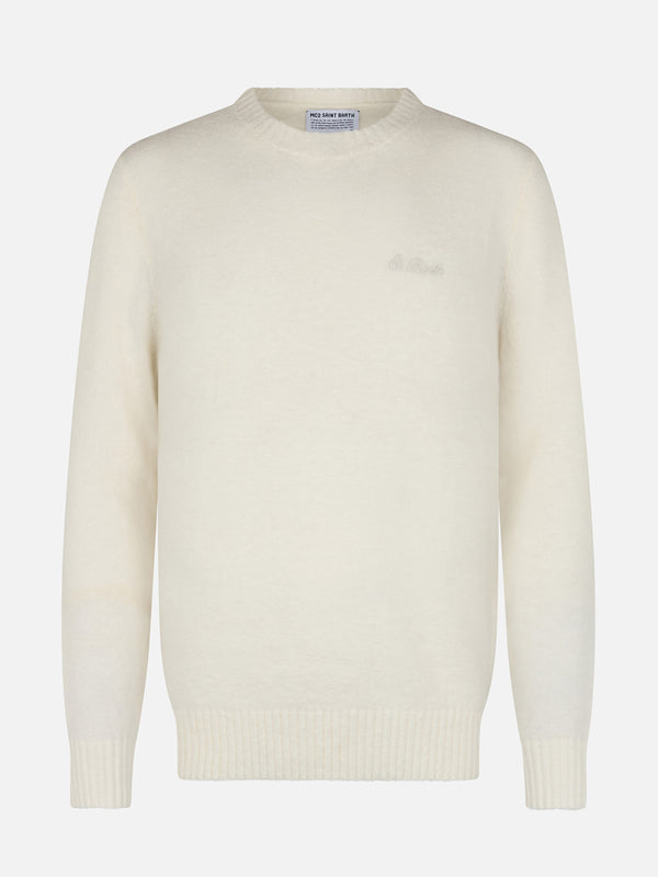 Man white crewneck stretch sweater Regent