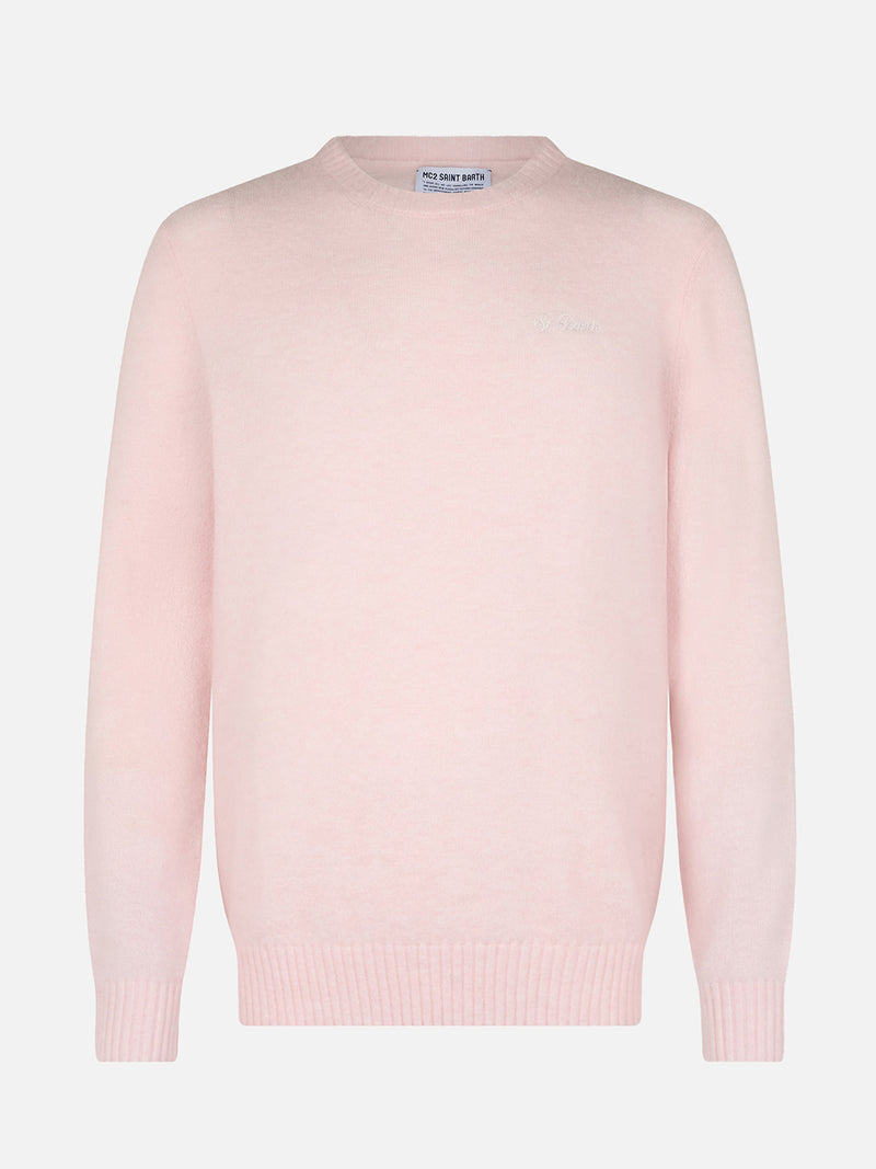 Man pink crewneck stretch sweater Regent