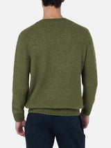 Man military green crewneck stretch sweater Regent