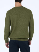 Maglione girocollo elasticizzato verde militare da uomo Regent