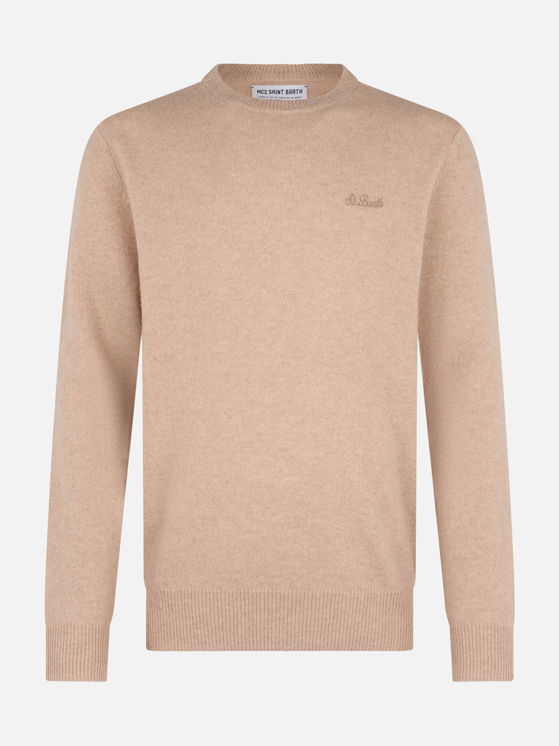 Maglione da uomo beige in Lambswool Regent