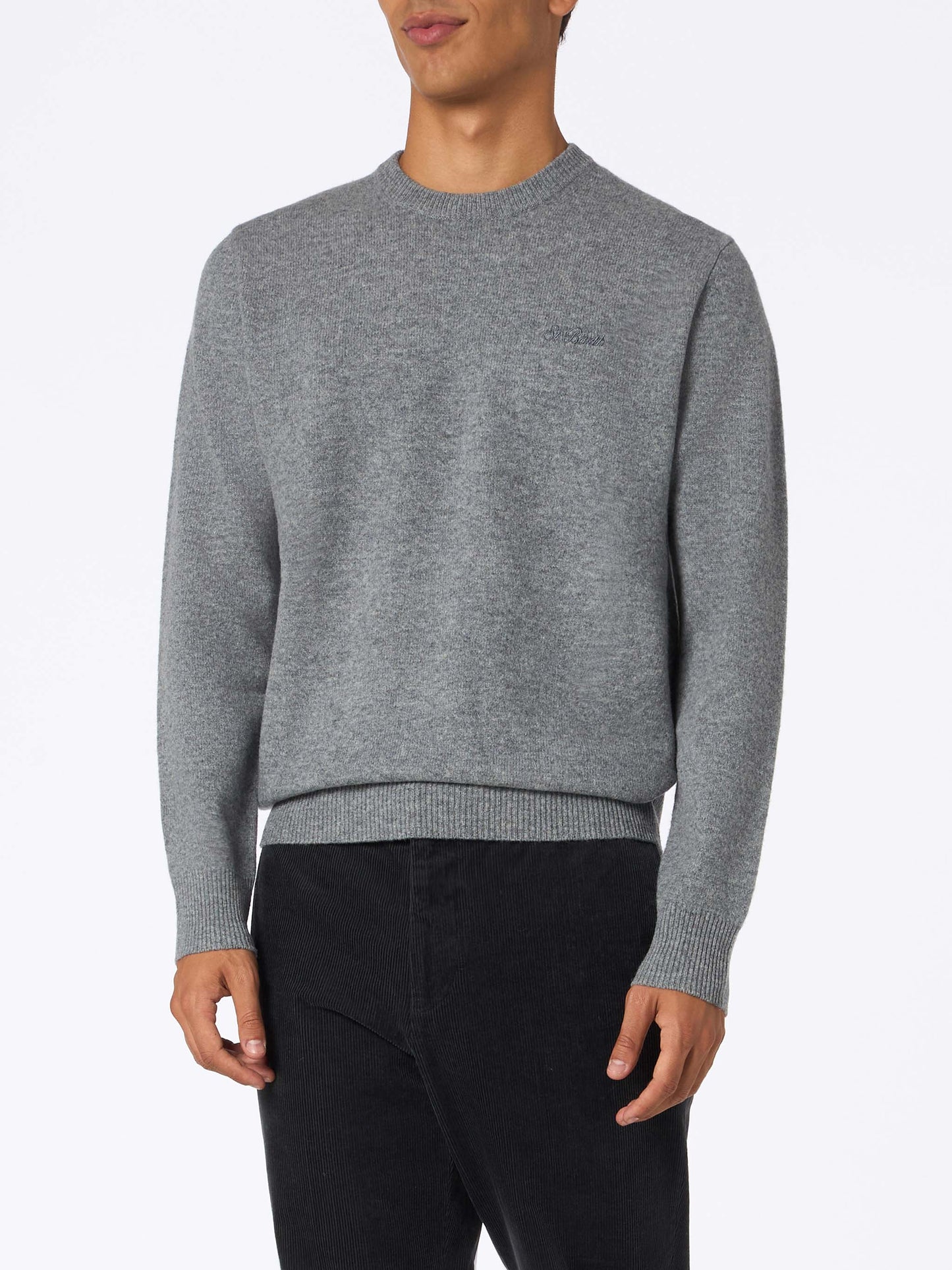 Man mélange grey lambswool sweater Regent - MC2 Saint Barth