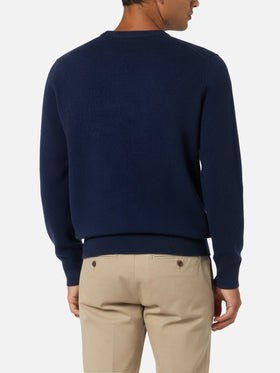 Marineblauer Pullover aus lambswool für Herren von Regent