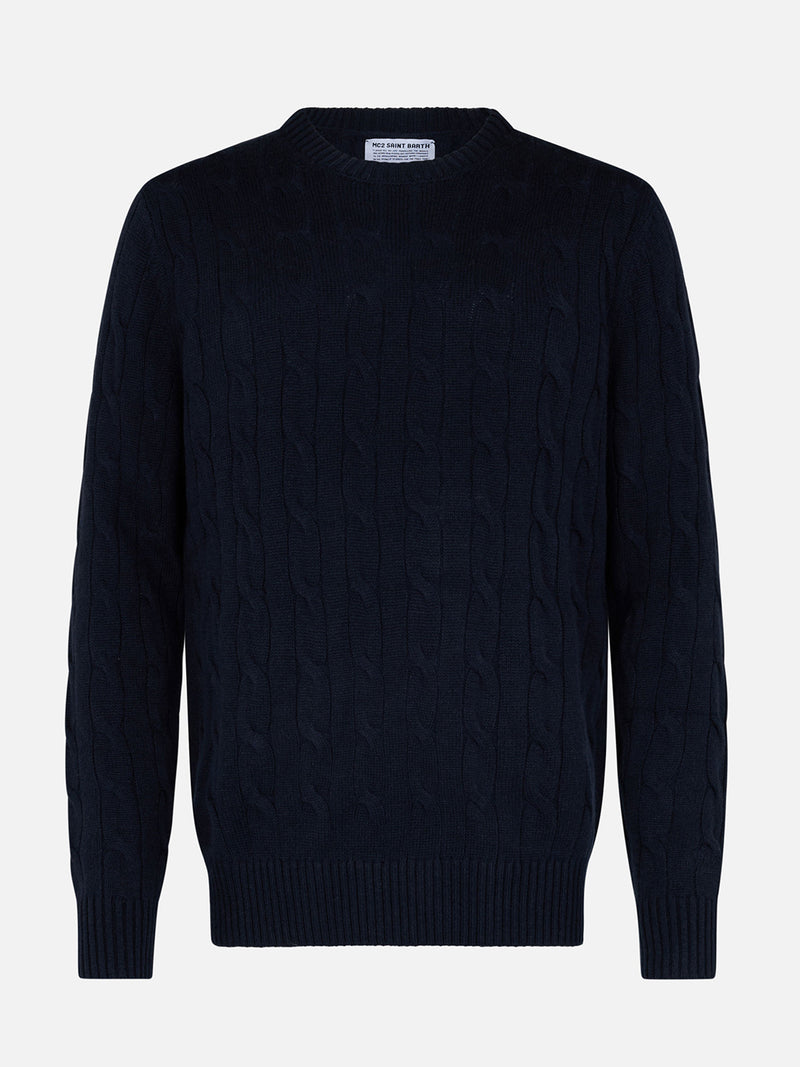 Marineblauer Trikotpullover aus Kaschmirmischung für Herren von Regent