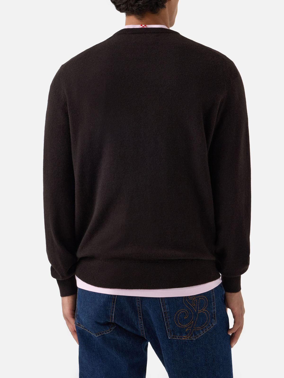 Pull col rond Regent en cachemire marron 