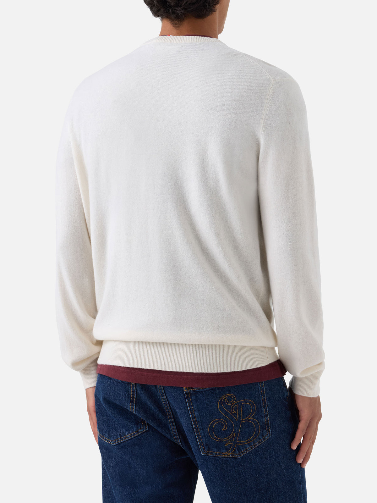 Pull col rond Regent en cachemire blanc 