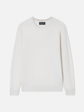 Pull col rond Regent en cachemire blanc 