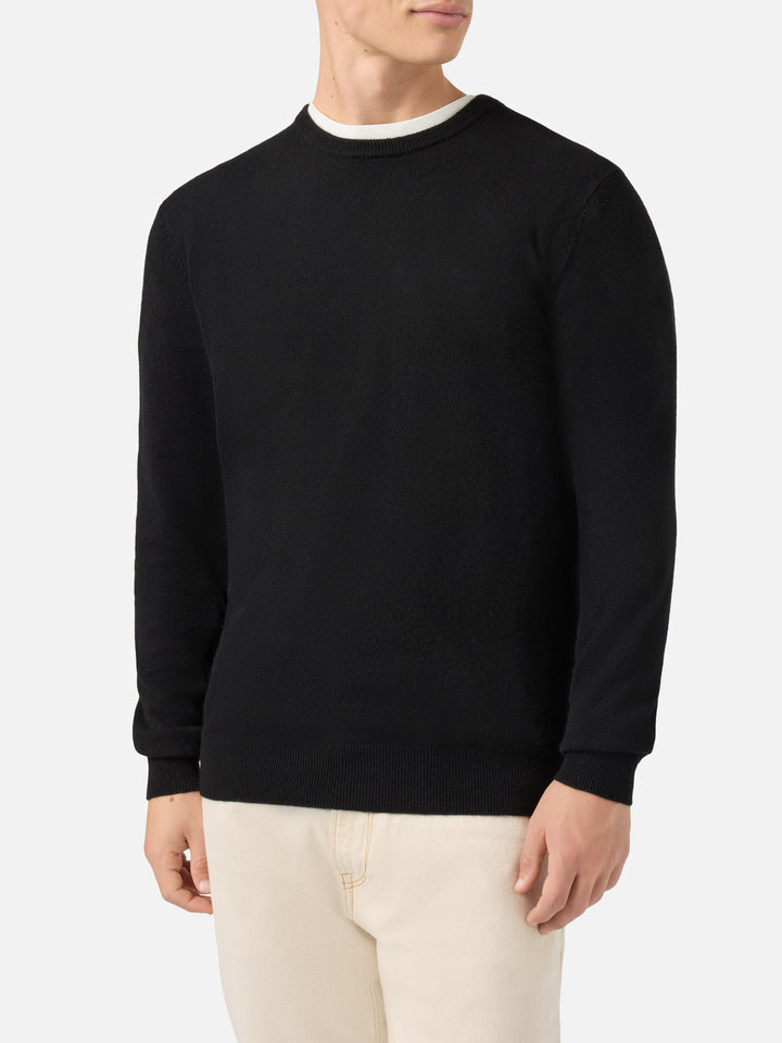 Regent crewneck sweater in 100% black CASHMERE
