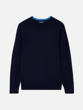 Crewneck Regent in navy blue cashmere