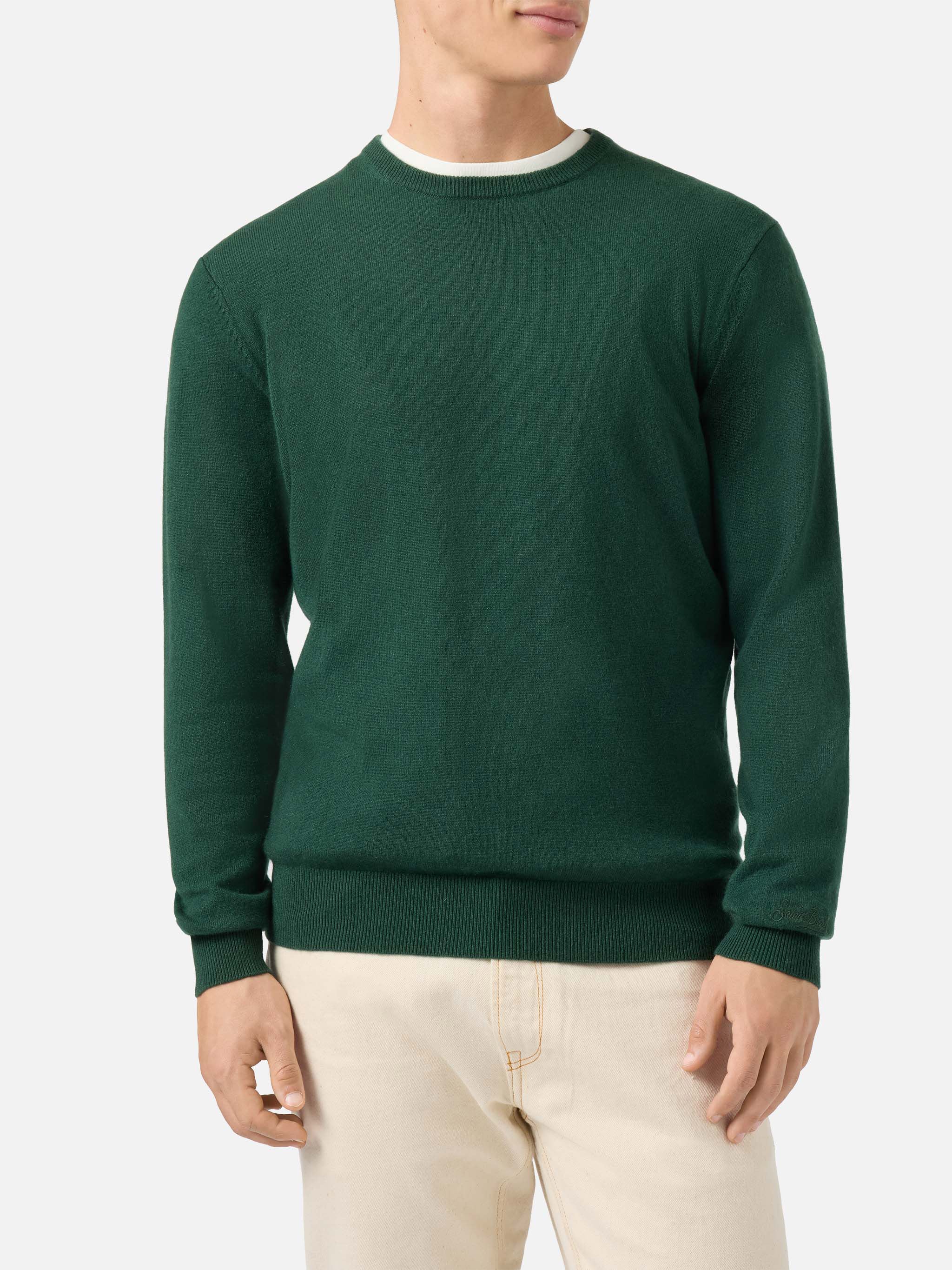 Regent crewneck sweater in 100% dark green CASHMERE – MC2 Saint Barth