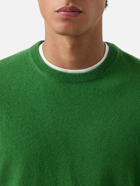 Pull col rond Regent en cachemire vert 