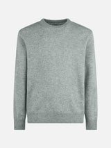 Maglione da uomo grigio mélange in puro cashmere Regent.