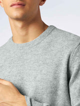 Maglione da uomo grigio mélange in puro cashmere Regent.