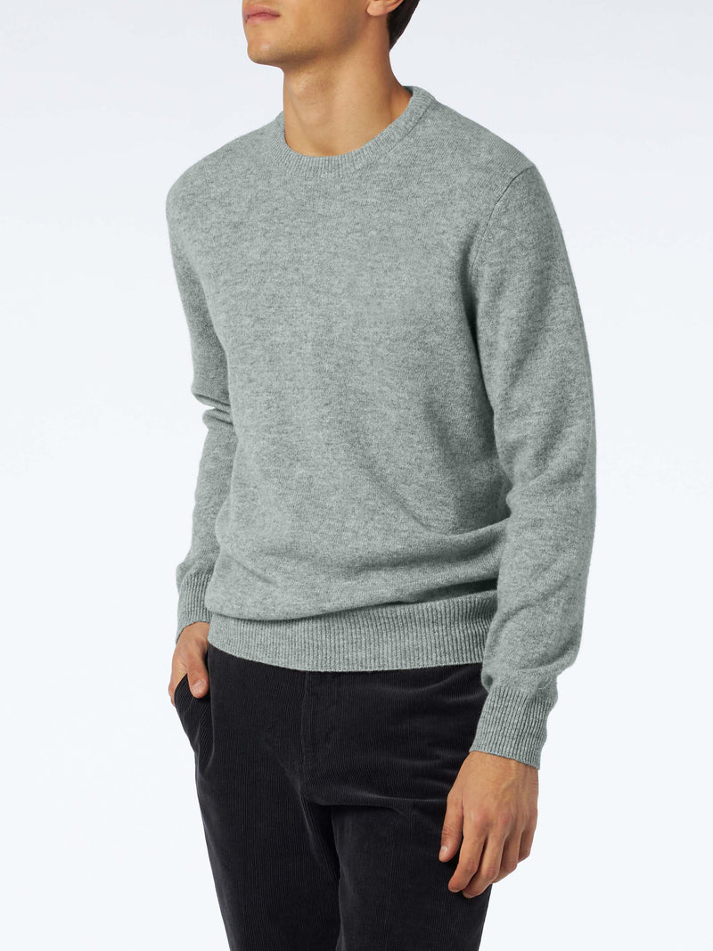 Maglione da uomo grigio mélange in puro cashmere Regent.