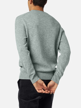 Regent crewneck sweater in melange grey 100% CASHMERE