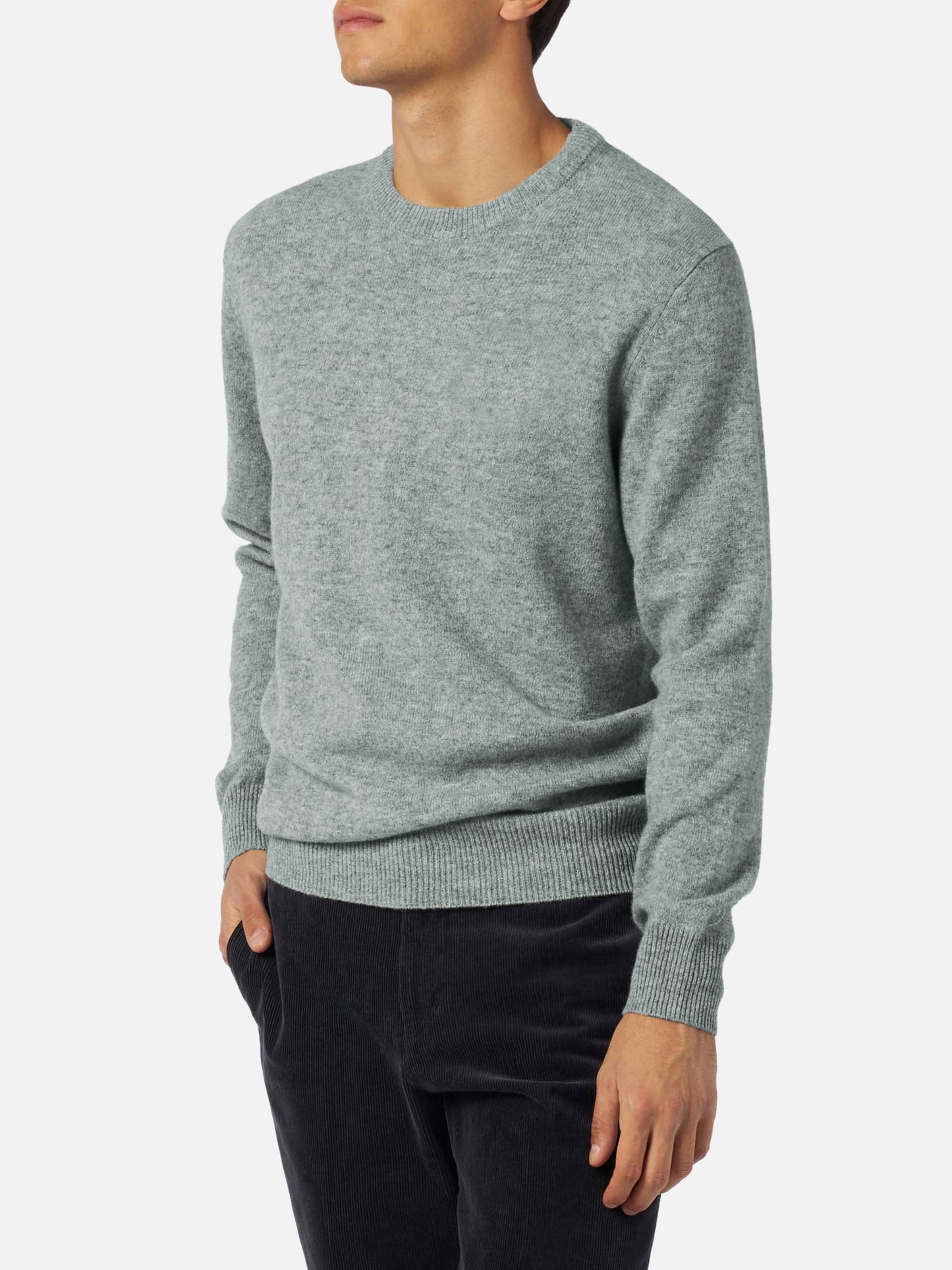 Regent crewneck sweater in melange grey 100% CASHMERE