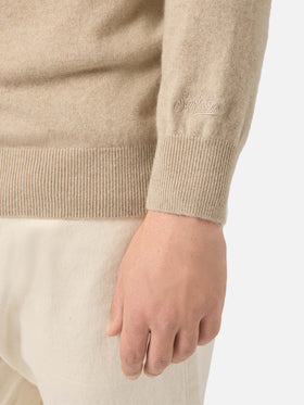 Regent crewneck sweater in beige 100% CASHMERE