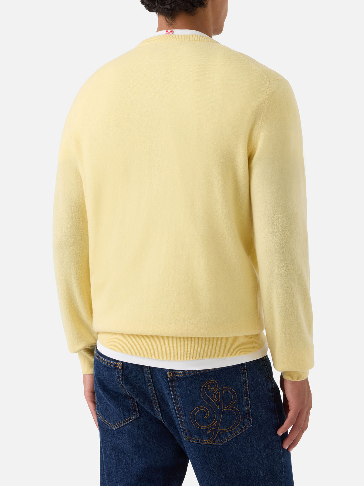 Jersey Regent de cuello redondo en cashmere amarillo 