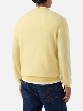 Jersey Regent de cuello redondo en cashmere amarillo 