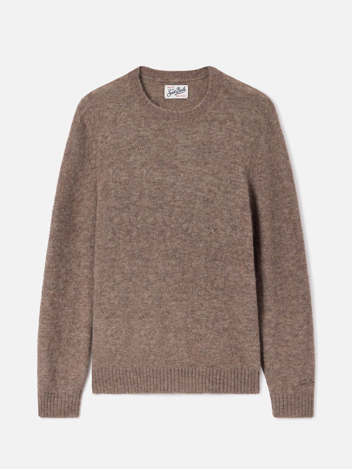 Pull à col rond Regent beige en mélange d’alpaga 
