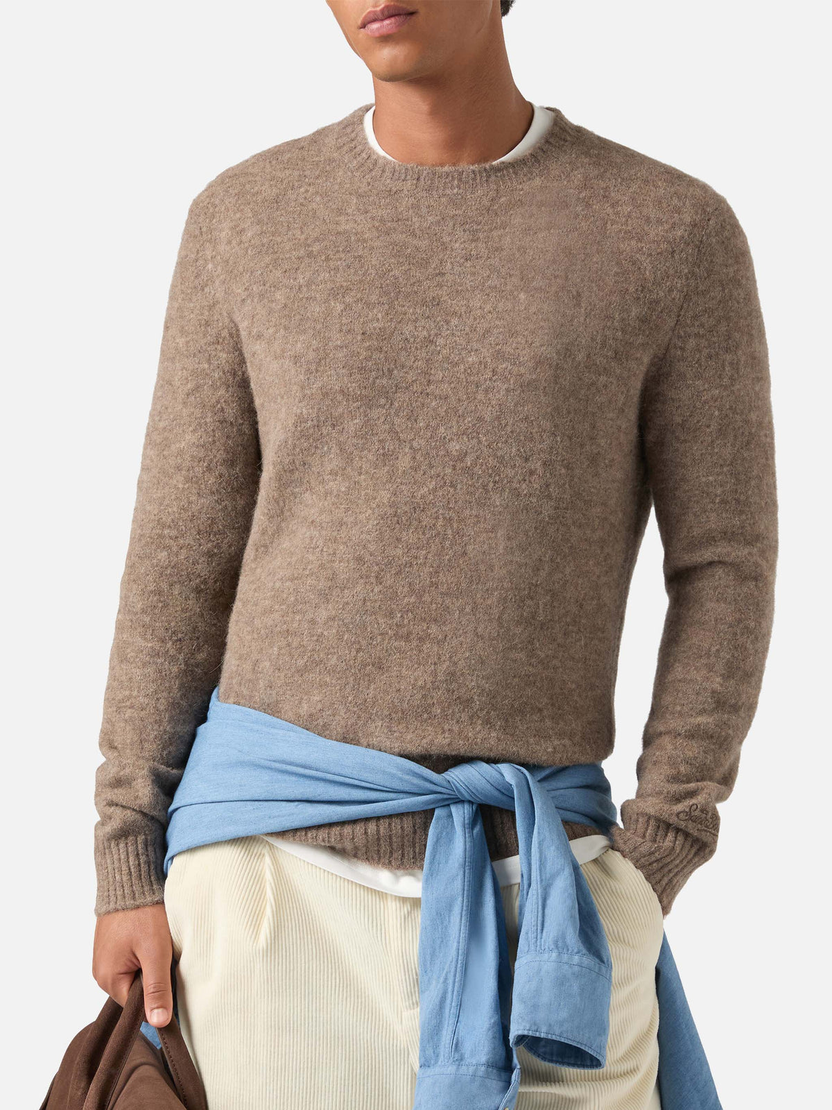 Maglia girocollo Regent beige in misto alpaca