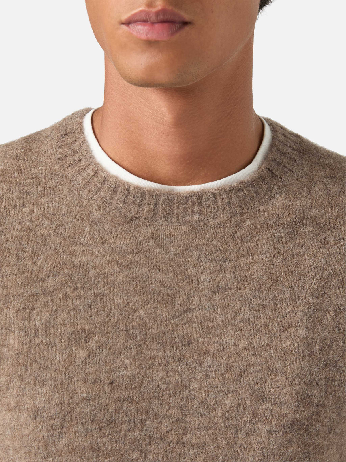 Maglia girocollo Regent beige in misto alpaca