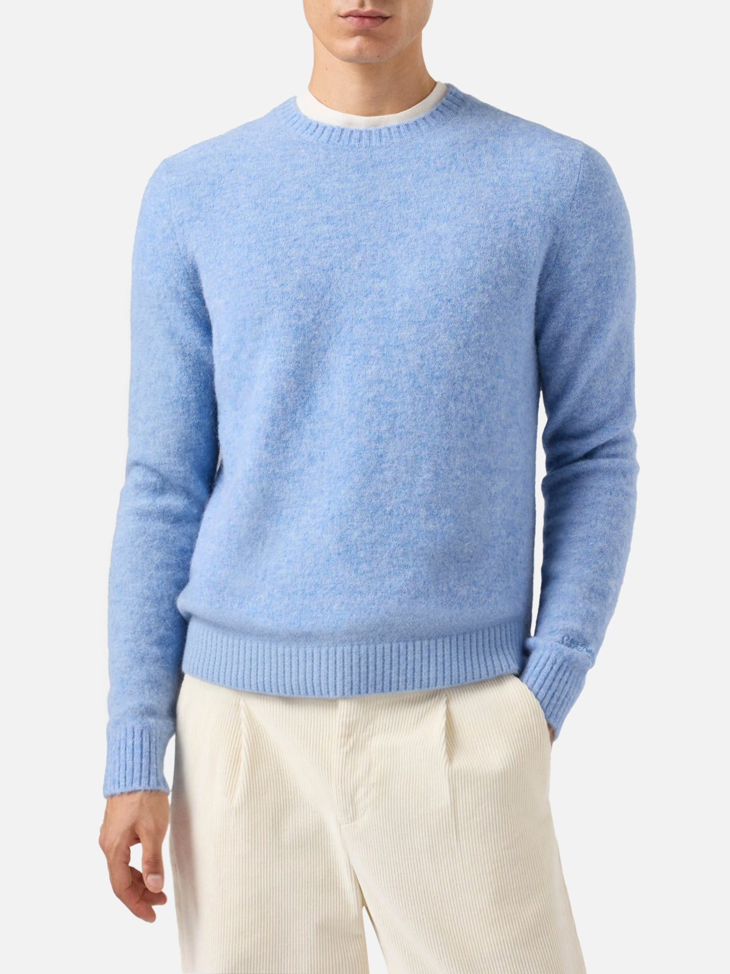 Maglione girocollo Regent in ALPACA STRETCH azzurro chiaro