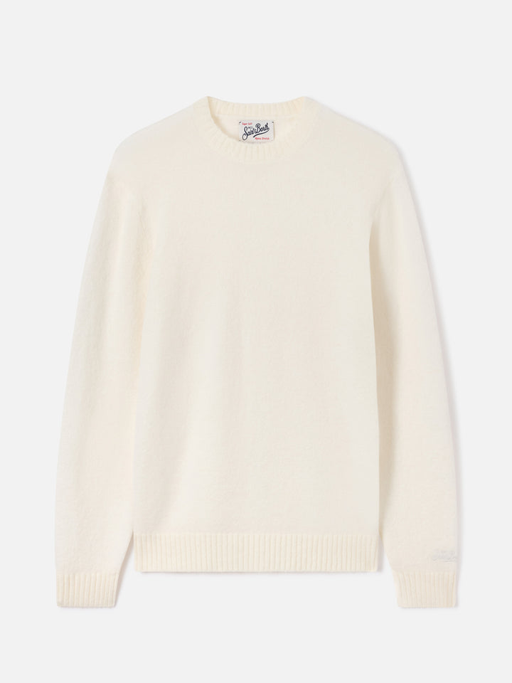 Pull col rond Regent en mélange d’alpaga off white 