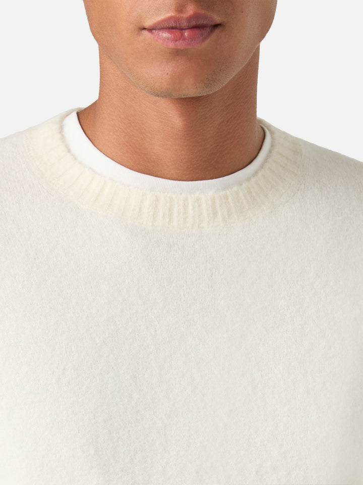 Maglia girocollo Regent bianco panna in misto alpaca